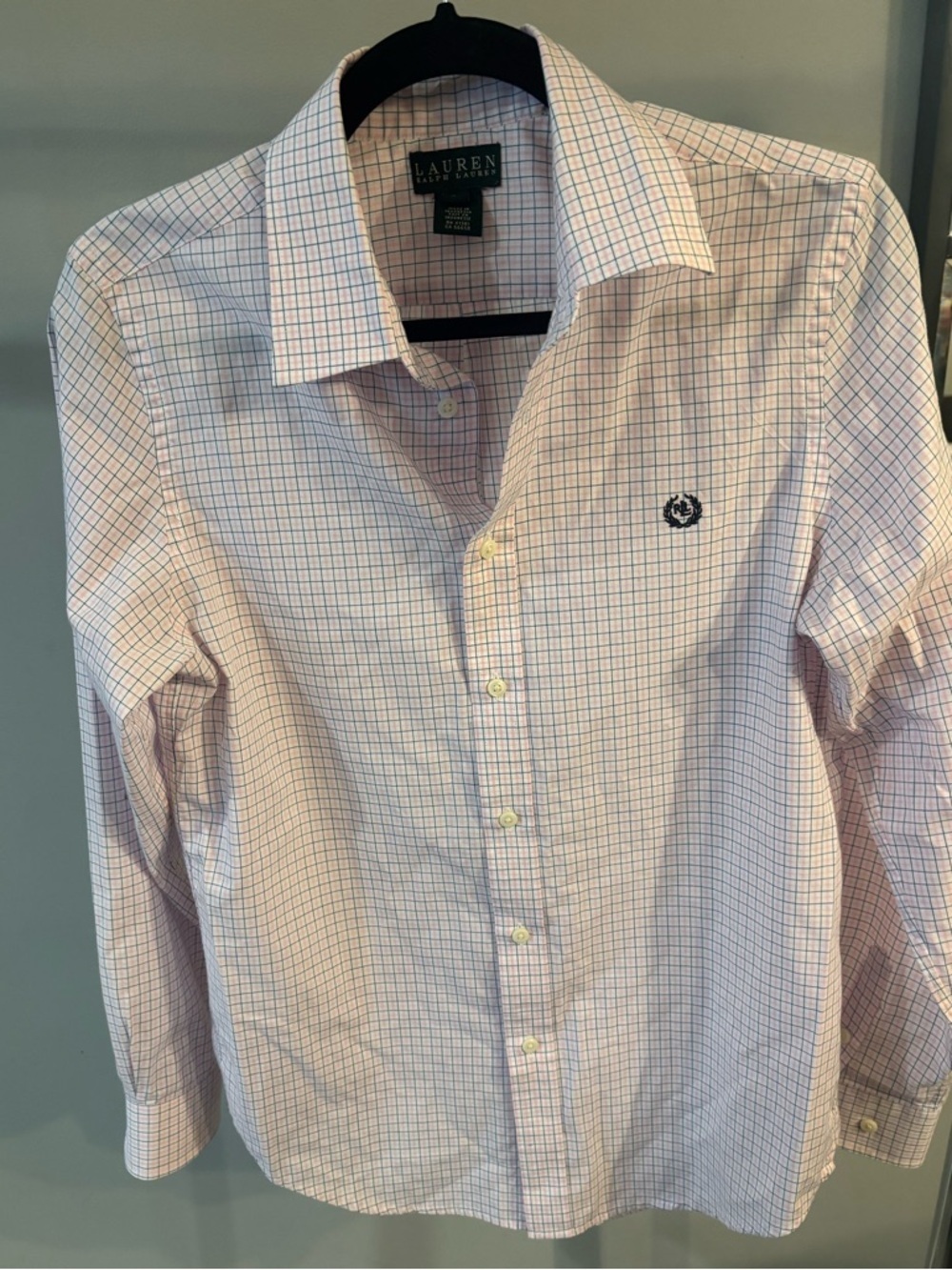 Ralph Lauren Pink and Blue Windowpane Dress Shirt size 20